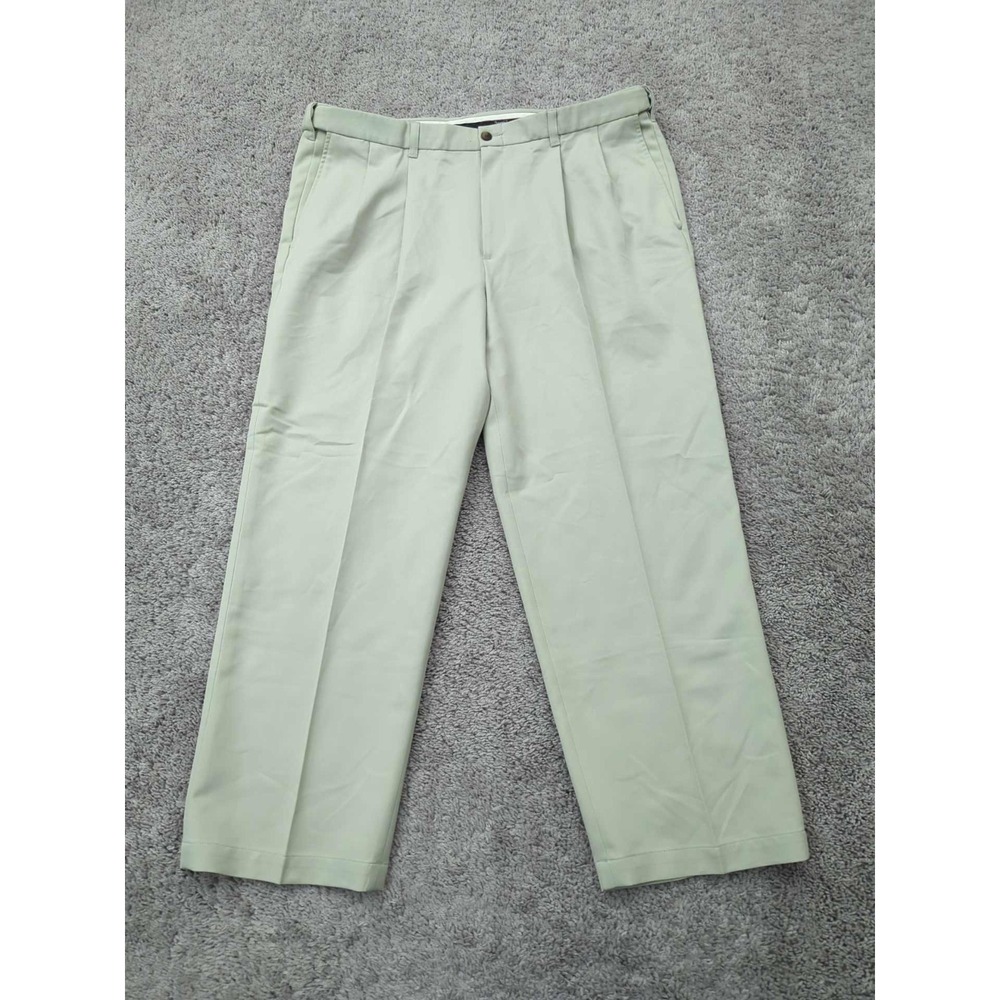 Haggar Dress Pants‎ Mens 42x29 Beige Pleated Straight Formal Dressy
